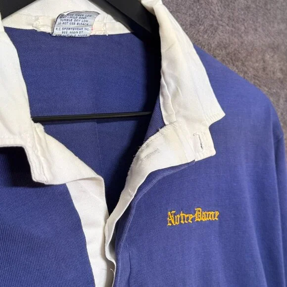Notre Dame 80s Vintage Long Sleeve Rugby Shirt - Picture 4 of 7